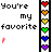Animated contact sheet of a buddy icon showing sequential text animation with heart symbols, displaying "You're my favorite" followed by evolving colorful text from "h" to "mistake" across 17 frames.