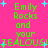 Bright pink background with green text reading "Emily Rocks and your JEALOUS!" repeated in a pattern, surrounded by light blue plus signs