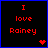 Two side-by-side animated frames of a pixel art buddy icon with red text and heart symbols on black backgrounds, framed by blue borders.