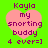 Four identical pixelated heart-shaped icons with pink fill and purple text on a bright green background, each displaying 'Kayla my snorting buddy 4 ever=]'.
