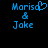 Blue pixelated text on black background shows 'Moris& Joke' with a heart symbol replacing the 's' in 'Moris' on the left side.