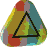 Colorful triangular icons with black-outlined inner triangles, some showing vertical compression animation frames.
