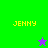 Pixelated yellow text 'JENNY' on green and purple backgrounds with a star icon changing color between frames.