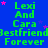 Blue background with green text reading "Lexi And Cara Bestfriend Forever" repeated in a pattern, interspersed with pink and purple star shapes