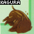 Brown cartoon creature with striped back and small tail sits in profile view on light green background, text "HAGURA" above.