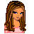 Pixel art contact sheet showing three frames of a female character in pink attire with text elements below each frame.