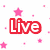 Pixelated text 'Live your Life' in red, teal, and purple with pink stars on white background.