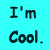 A static image with cyan background displaying black pixelated text fragments including "I'm", "Yah.", and "cool." in various positions.