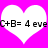 Two white heart shapes on a bright pink background with black text reading "C+B= 4 eve" inside each heart.