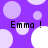 Purple background with light purple and white circles; four instances of 'Emma !' text in black pixelated font.