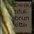 Pixelated static image with vertical text reading 'baal', 'dmyl', 'brum', 'ette' on a muted brown background, left side has blurred green and yellow tones.