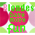 Animated contact sheet of a repeating pattern featuring pink circles, green text "Blondes have more fun," and alternating color variations across 13 frames arranged in a 4x4 grid with one partial frame.