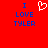 Red background with blue text reading "I LOVE TYLER" on both sides of a white pixelated heart symbol.