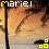 Pixelated image of a person with the name 'mariel' displayed above, featuring animated yellow and white square elements that shift position across frames.
