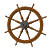 Six ship wheel icons arranged in two of three, each with a brown wooden rim and eight spokes radiating from a dark gray center hub