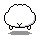 Four pixelated sheep icons arranged in a , each with white wool, black outlines, and small beige feet, set against a gray background