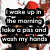 Animated sequence showing a person in red headwear and dark clothing with overlaid text blocks changing across frames.