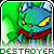 A green cartoon character with yellow eyes and red scarf appears in a of , each showing the same pose against a green background