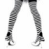 Pixelated grayscale image of a person's lower legs and feet in motion, showing one foot lifted mid-step with visible toes.