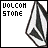 nine identical pixelated icons featuring a black-and-white geometric shape with text "VOLCOM STONE" and pink heart symbols below