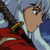 Animated character with silver hair and brown eyes in red and white clothing, holding a sword, transitioning from left-facing to right-facing pose.