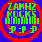 Four identical pixelated icons arranged in a , each with red circular border on blue background displaying green text and symbols