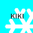 White snowflake-shaped icon with black text "KIKI" on cyan background, four identical instances arranged in a pattern