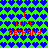 Green background filled with blue heart shapes, red text "I LOVE BETHANY" repeated in four quadrants.