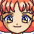Pixel art contact sheet of a character's face with varying eye expressions across five frames, displayed in 3x2 grid layout on gray background.