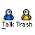 Animated contact sheet of 8 pixel art stick figures in blue and yellow shirts performing various gestures with text bubbles above them, displayed on a gray background.