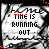 30 identical square icons with 'TIME IS RUNNING OUT' text, each displaying a different color scheme for the word 'RUNNING' against a grayscale background