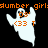 Pixelated ghost icon with orange text overlays on black background, showing color variations across frames.