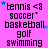 A static image displays a of sports-related text labels on a bright pink background with scattered blue and purple stars