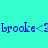 Blue text reading 'brooke<3' appears on four colored quadrants with pixelated edges and slight text distortion.