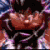 A pixelated character with dark hair and a red face appears in four repeated , each showing the same pose against a blue-and-white patterned background