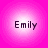 Four identical circular icons arranged in a , each displaying the name 'Emily' on a pink gradient background