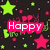 Pixelated birthday icon with neon text and stars on a dark background, featuring 'Happy Birthday' and 'Anita.H~!!' in bright colors.