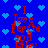Blue background with light blue pixelated hearts; red text "I Love Fergie" and "2007" repeated in four quadrants with slight pixel distortion.