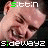 A 3x2 contact sheet of six animated frames showing a person's face in various expressions with pixelated text overlays reading "sittin" and "sidewayz".
