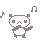 Pixel art contact sheet of four animated panda frames with musical notes on gray background