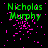 Green text 'Nicholas Murphy' on black background with scattered pink pixel clusters, some areas showing more concentrated pink dots.