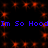 Blue text 'Im So Hoo' repeats across a black background with scattered red pixel clusters.