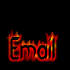 Flaming 'Email' text in black outline with orange-red fire effects on black background, displayed in a
