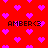 Red background with repeating pink pixelated hearts and four instances of 'AMBER<3' text in black.