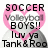 Pixelated icon with pink heart outline containing text: SOCCER, Volleyball, BOYS!!, Iuv Ya Tank & Roo on white background.