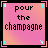 20 identical square icons with pink-to-orange gradient backgrounds, each displaying the text 'pour the champagne' in black pixelated font
