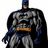 Batman character in gray and black suit with orange belt, standing against white background, with blue and gray text reading 'Youh Cant be Me' and 'Im BATMAN!'
