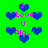 Green background with blue heart shapes and pink text reading "I Love U Aloc!!" arranged in a pattern