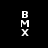 Four pixelated display white 'BMX' text on black background with red horizontal bars shifting position across frames