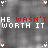 A 48x48 pixel animated contact sheet showing two frames of a text-based buddy icon with red and white pixelated text on a gray background, featuring the phrase "HE WASN'T WORTH IT" in alternating frame states.